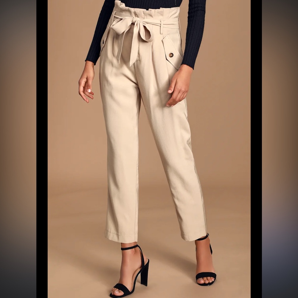 FATE Elegant Tan High-Waisted Pants